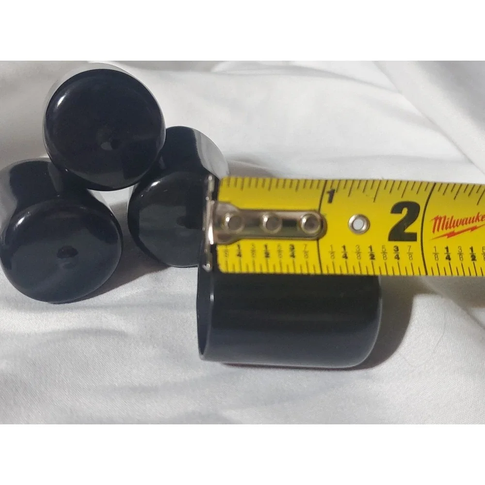 End Cap Plastic Round Rubber Hole Plugs, Black Vinyl 1 1/4 x 1 1/2 In (4 Pack)